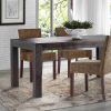 Modern Farmhouse 63-inch Solid Wood Dining Table in Rustic Dark Brown Finish