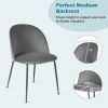 Set of 2 Modern Grey Velvet Upholstered Dining Chair with Metal Legs