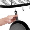 Black Carbon Steel Ceiling Mount Oval Hanging Kitchen Pot Rack with 12 Hooks