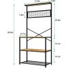 Modern Metal Wood 4-Shelf Kitchen Baker's Rack Microwave Stand