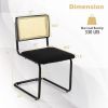 Set of 2 - Modern Mid-Century Black Dining Chair with Beige Rattan Backrest