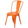 Set of 4 Outdoor Indoor Orange Metal Stacking Bistro Dining Chairs