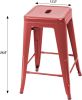 Set of 4 - 24-in. Indoor/Outdoor Backless Stacking Red Metal Barstools