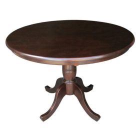 Round 36-inch Solid Wood Kitchen Dining Table in Rich Mocha