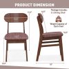 Set of 2 Modern Mid-Century Brown Wood Dining Chair with Padded Linen Seat