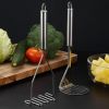 Stainless Steel Manual Potato Press;  Baby Food Masher;  Wavy Potato Press - Round hole