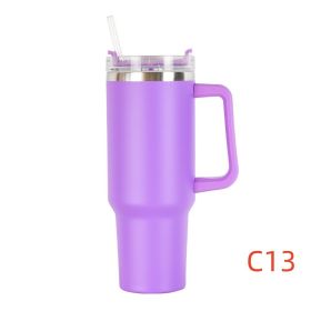 40 oz. With Logo Stainless Steel Thermos Handle Water Glass With Lid And Straw Beer Glass Car Travel Kettle Outdoor Water Bottle - 1200ml - C13