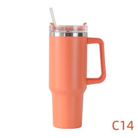 40 oz. With Logo Stainless Steel Thermos Handle Water Glass With Lid And Straw Beer Glass Car Travel Kettle Outdoor Water Bottle - 1200ml - C14