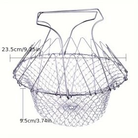 1pc; Frying Basket; Stainless Steel Frying Basket; Kitchen Foldable Steam Rinse Strain; Household Fry Basket Strainer; Kitchen Cooking Tool For Fried