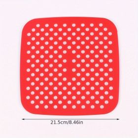 1pc 7.5in/8in/9in Air Fryer Liner Silicone Air Fryer Mat - Red - Square 8.5in