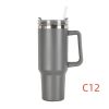 40 oz. With Logo Stainless Steel Thermos Handle Water Glass With Lid And Straw Beer Glass Car Travel Kettle Outdoor Water Bottle - 1200ml - C12