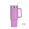 40 oz. With Logo Stainless Steel Thermos Handle Water Glass With Lid And Straw Beer Glass Car Travel Kettle Outdoor Water Bottle - 1200ml - C2