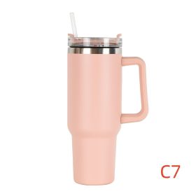 40 oz. With Logo Stainless Steel Thermos Handle Water Glass With Lid And Straw Beer Glass Car Travel Kettle Outdoor Water Bottle - 1200ml - C7