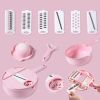 1pc Multifunctional Vegetable Cutter, Potato Shredded Grater, 3 Blades Or 6 Blades For Choose 11in*7.2in - Pink--Six Blades