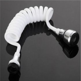 Long Spiral Faucet Extension Extender Hose Portable Pull-Able Foaming Shower Faucet Kitchen Sink Accessories Home Kitchen - white