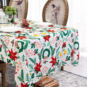 Muwago Christmas Garland Trimming Printed Fabric Tablecloth For Dining Room Decoration Washable Anti-Stain Anti-Oil Table Cover - W52"*H54"