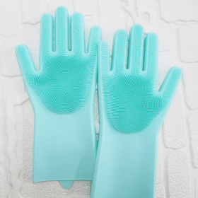 1 Pair Dishwashing Cleaning Gloves Magic Silicone Rubber Dish Washing Glove For Household Scrubber Kitchen Clean Tool Scrub - Green - 1 Pair