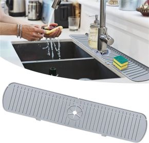 Kitchen Sink Splash Guard Plus Size Silicone Sink Faucet Drying Mat - Gray - S