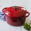 5.5 Quart Enameled Cast Iron Dutch Oven; Red - red