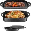 2-in-1 Pre-seasoned Square Cast Iron Baking Dish Cookware Pan - Black