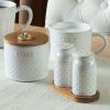 Better Homes & Gardens Farmhouse 4-Piece Dotted Sugar Cannister, Creamer, and Salt and Pepper Shaker Set in White - Better Homes & Gardens