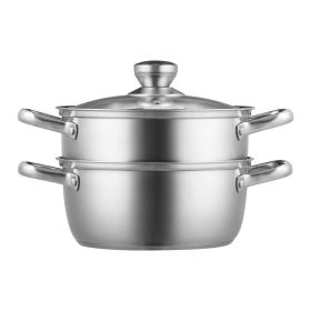 Home Kitchen 304 Stainless Steel Food Steamer Cookware with Lid - Silver - 24cm-5QT