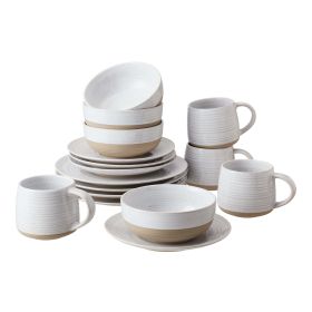 Better Homes & Gardens- Abott White Round Stoneware 16-Piece Dinnerware Set - Better Homes & Gardens