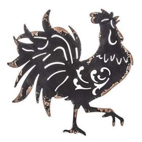 Premium Metal French Country Rooster Wall Art Distressed Black Lightweight Rustic Decor Idea for Indoor Outdoor Use - Everydecor