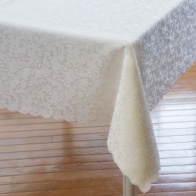 Turkish Ivory Tablecloth Polyester Table Linen Stain Resistant Wrinkle Free Non Iron Ivory Square 70x70 inch - Aholta Design