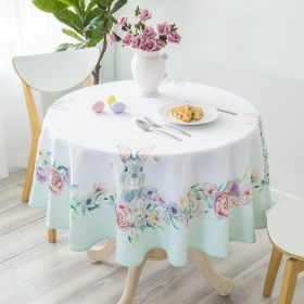 Watercolor Easter Bunny Round Tablecloth Non Iron Stain Resistant Table Cover Diameter 60 inch - Aholta Design