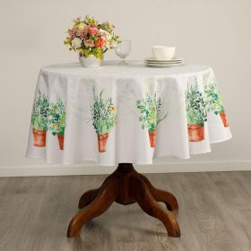 Watercolor Flowers Pots Round Easter Tablecloth Non Iron Stain Resistant Table Cover Diameter 60 inch - Aholta Design