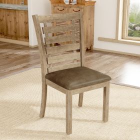 Set of 2 Dining Chairs Modern Farmhouse Rustic Look Distressed Design Ladderback Solid Wood - as Pic