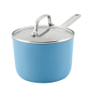 Hard Anodized 3qt Nonstick Ceramic Cookware Sauce Pan with Lid - Pistachio - Blue Velvet