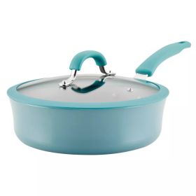 Cook + Create Aluminum Nonstick Saute Pan with Lid 3qt Agave Blue - Blue