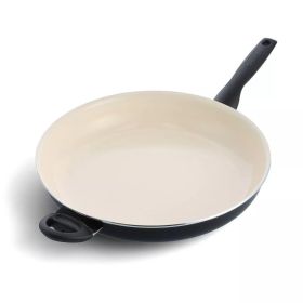 Rio 13.5" Ceramic Nonstick Great Big Frypan with Helper Handle Black - Black