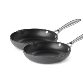 Kitchen Cookware Non-Stick Hard Anodized Frying Pan - Black - 2 Piece