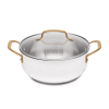 8qt Nonstick Ceramic Coated Aluminum Wide Stock Pot  - Cream