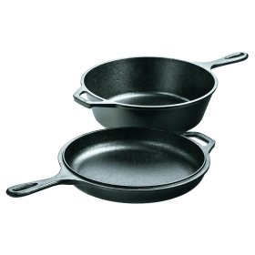 3.2qt Cast Iron Combo Cooker - black.