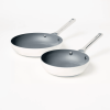 2pk (8" & 10") Aluminum Nonstick Frypan Set - Cream