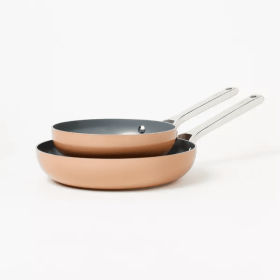 2pk (8" & 10") Aluminum Nonstick Frypan Set - Terracotta Orange