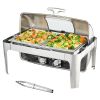 VEVOR Rectangle Roll Top Chafing Dish with 9Qt Pan Visual Glass Lid Fuel Holder - Default