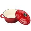 COOKWIN Enameled Cast Iron Dutch Oven with Self Basting Lid;  Enamel Coated Cookware Pot 5QT - red