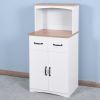 Wooden Kitchen Cabinet White Pantry Storage Microwave Cabinet with Storage Drawer - White