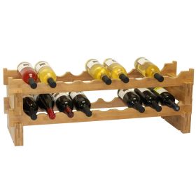 Oceanstar 18-Bottle Stackable Bamboo Wine Rack - WR1361