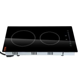 VEVOR Built in Electric Stove Top, 20 x 11.6 inch 2 Burners, 110V Glass Radiant Cooktop with Sensor Touch Control, Timer & Child Lock Included, 9 Powe