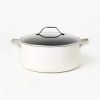 8qt Nonstick Ceramic Coated Aluminum Wide Stock Pot - White