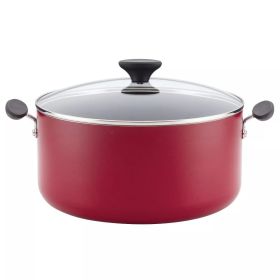 10qt Aluminum Nonstick Wide Stock Pot Red - Red