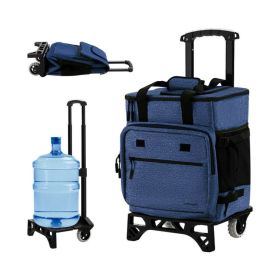 50-Can Large Leakproof Rolling Cooler with Detachable Bottom Plate - Dark Blue