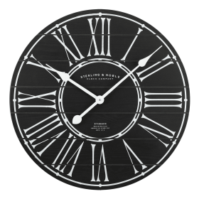 Better Homes & Gardens 20" Indoor Black Analog Round Modern Farmhouse Wall Clock with Roman Numeral - Better Homes & Gardens