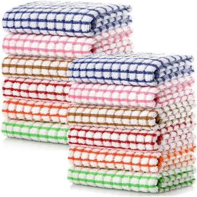 Kitchen Dish Towels, 16 Inch x 25 Inch Bulk Cotton Kitchen Towels and Dishcloths Set, 12 Pack Dish Cloths for Washing Dishes Dish Rags for Drying Dish